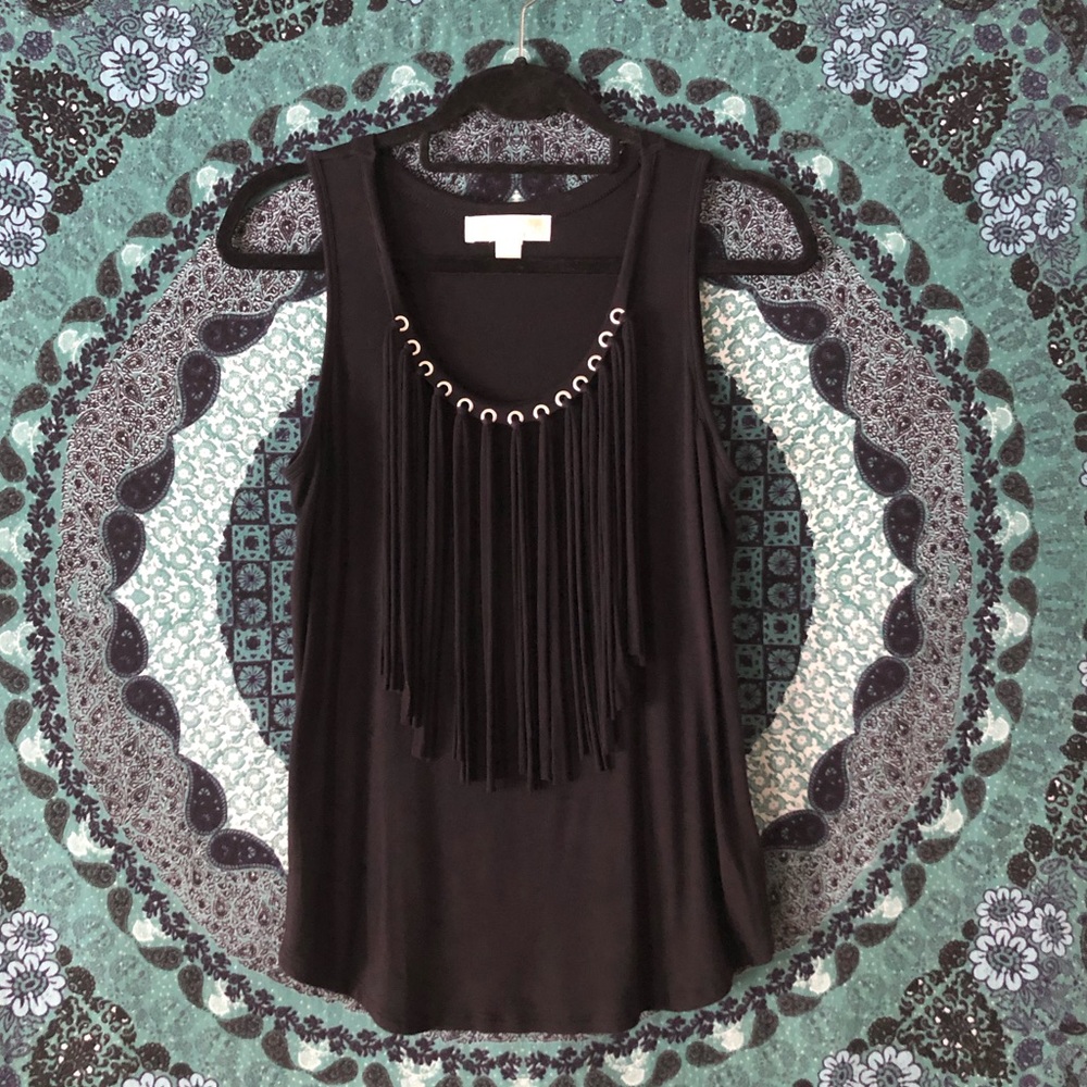 EUC Michael Kors black fringed tank top 👏🏻